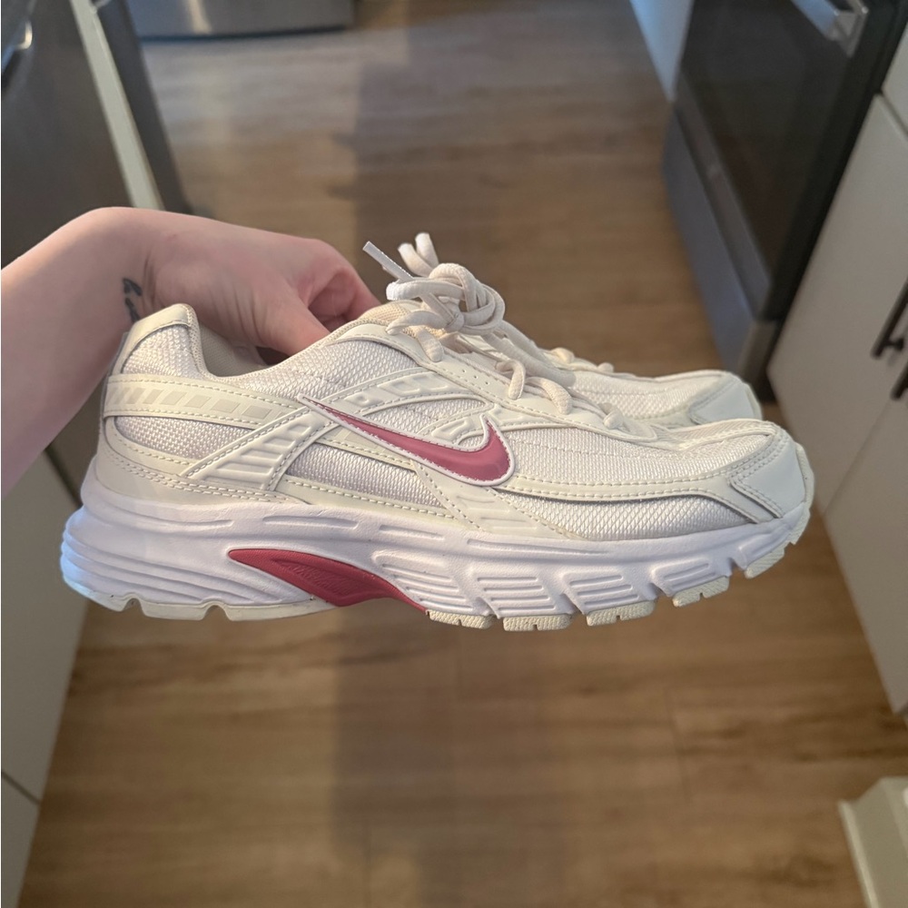 White and Pink Athletic Sneakers